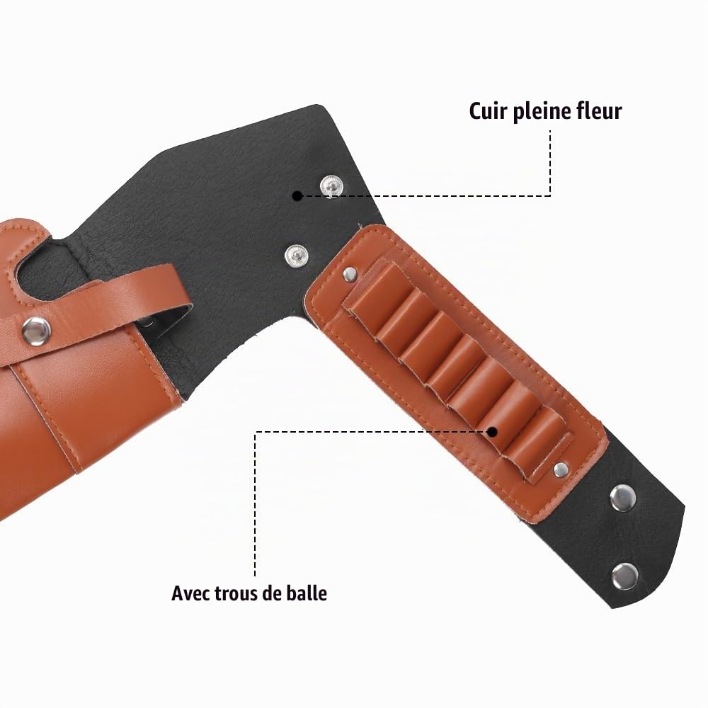 Étui Revolver en Cuir, Holster Pistolet Transport Ceinture Dissimulé Étui Pistolet de Cowboy Occidental Réglable avec Pochette à Balles pour la Chasse en Plein Air Halloween