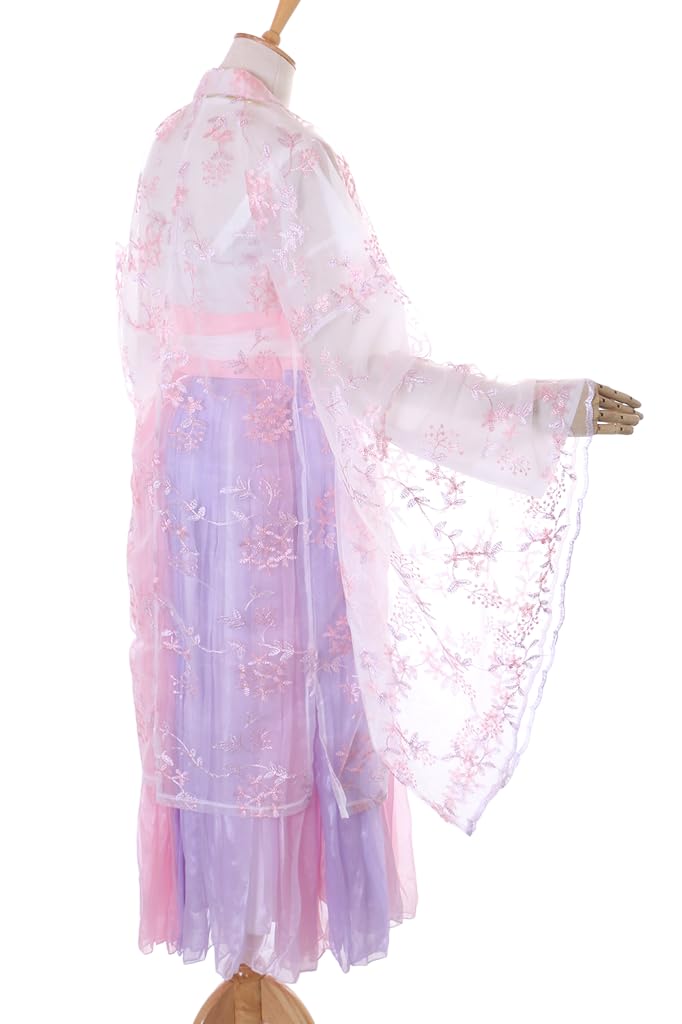 Kawaii-Story Han-016 Hanfu sukienka różowa, fioletowa, biała, tradycyjna, 4-częściowa, chińska, kostium cosplay, szata z haftem (Han-016 Hanfu, DE/NL/SE/PL, alfanumeryczna, M, regularna)