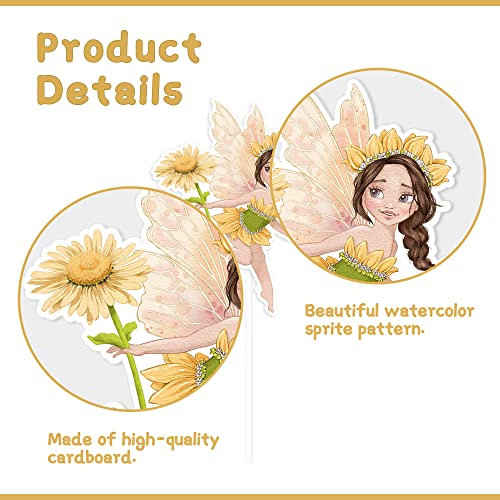 24 Pcs Fairy Cupcake Toppers Elves Theme Watercolor Style Birthday Party Cupcake Decoration For Pink Girl Sunflower Strawberry Bridal Shower Wedding Favors #TOP2