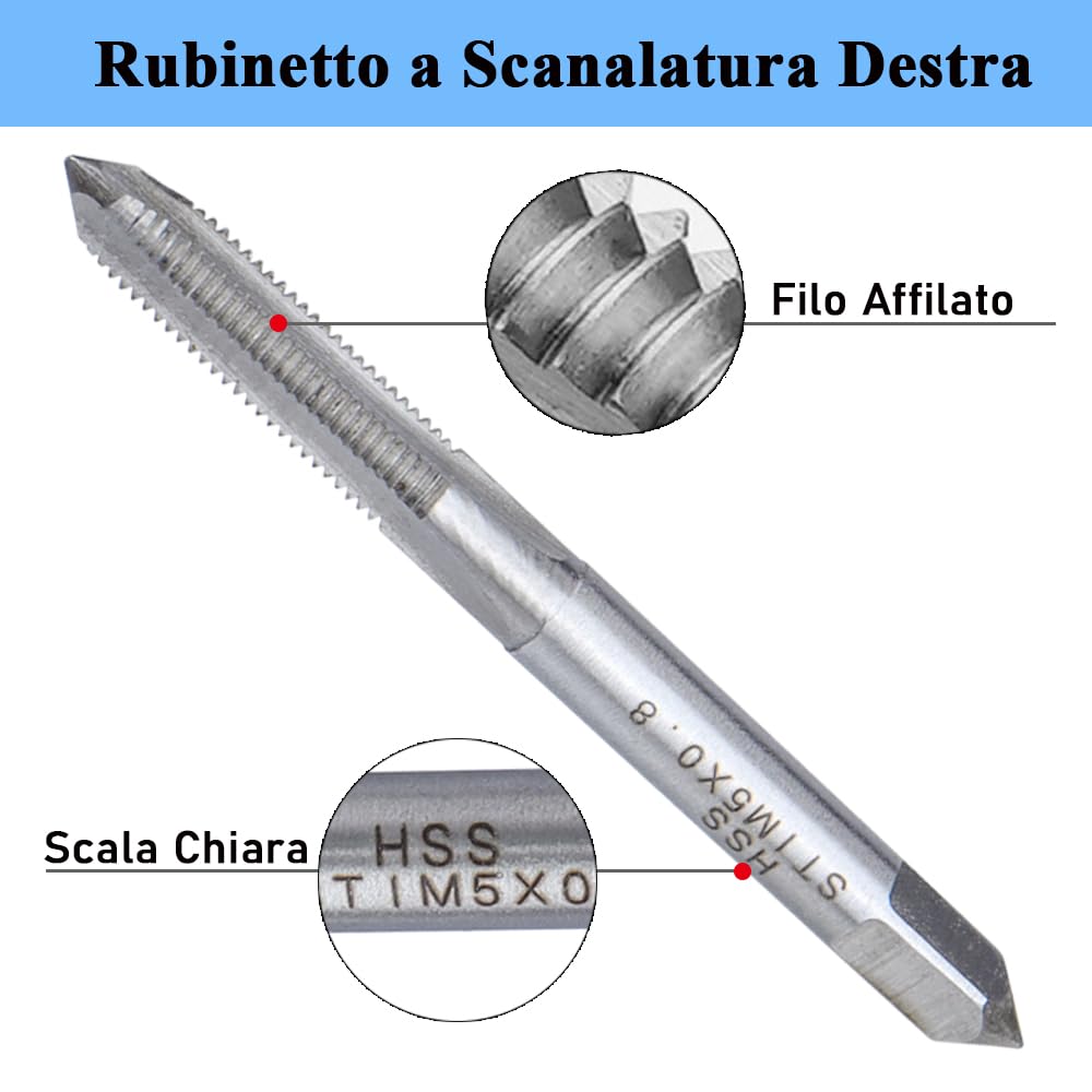 Mesee Kit di 30 Pezzi Riparazione della Filettatura M5, Set di Riparazione con Punta Elicoidale, Tap Filettato, Chiave, Inserti Filettati in Acciaio Inossidabile per Riparazione Filetti Danneggiati