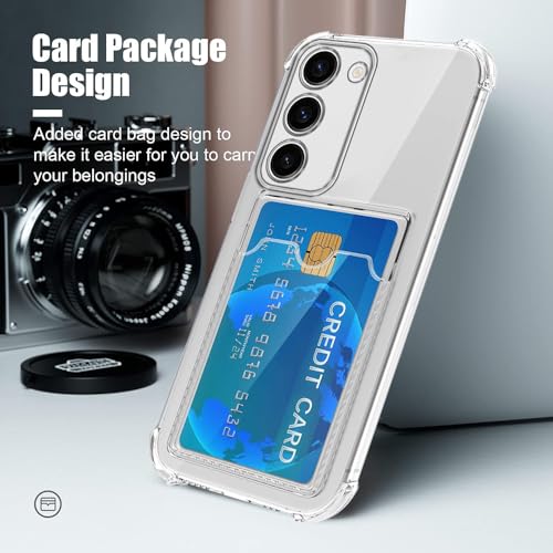 Image of Amazon Basics Premium Shockproof Transparent TPU Back Case Cover with Built-in Slim Card Holder Wallet for Samsung Galaxy S23 5G - Clear