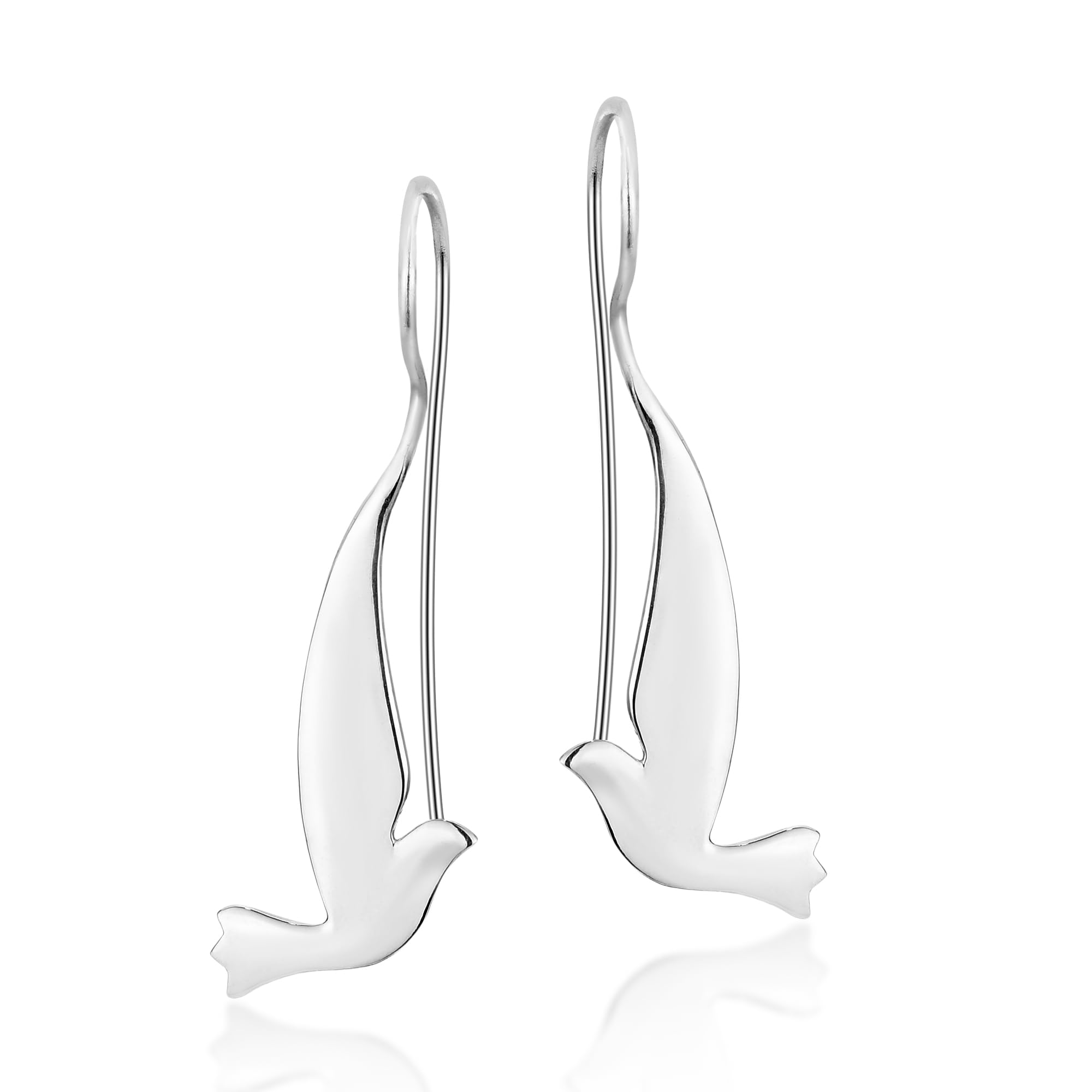 AeraVida Elegant Love and Peace Inspired Dove Birds .925 Sterling Silver Fishhook Dangle Earrings | Stylish Nature-Inspired Earrings for Women |
