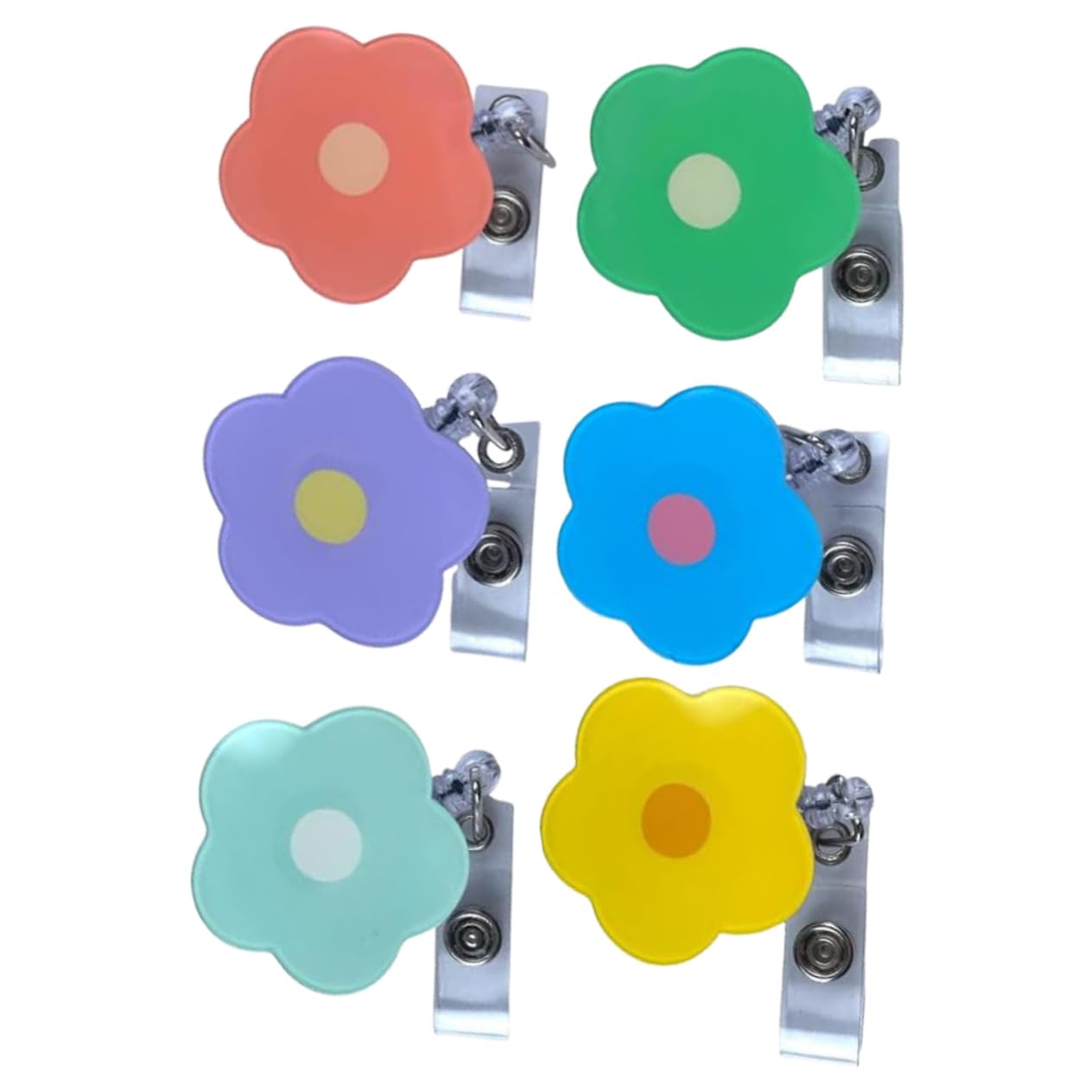 DOITOOL 4 Set Clip Retrattile Fiore Per Tesserini Portabadge Multi Per Infermieri E Studenti Accessorio Per Carte Facile Trasportare E Decorativo 6 Pezzi * 4