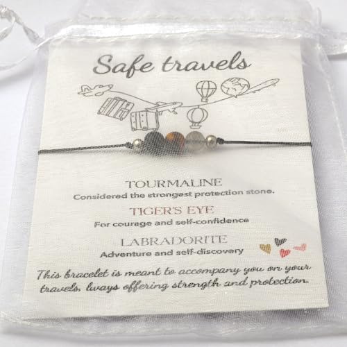 JINYRSOC Safe Travels Essentials Bracelet, Empath Protection Graduation Gift for Happy Journeys, Adventure Bracelet with Healing Gemstone Crystals, Spiritual Travel Jewelry Gifts for Flight Attendant by JINYRSOC - Used condition - Image 7