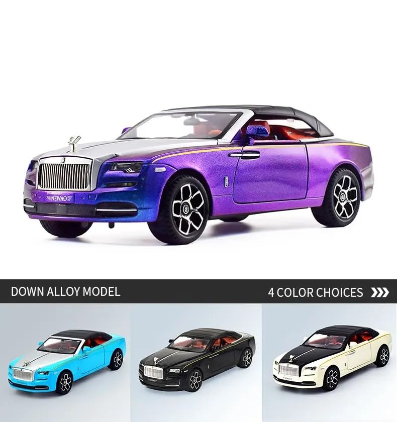 Image of Scale Exclusive Alloy Metal Pull Back | Die-cast Car Model with Sound Light Mini Auto Toy for Kids Metal Model Toy Car with Sound and Light (1.24 Scale- Rolls ROICE Down-Black)