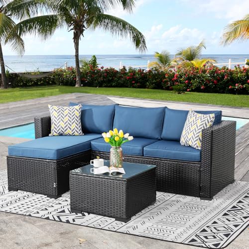 Vongrasig 5 Pieces Patio Furniture Sets, Wicker Outdoor...