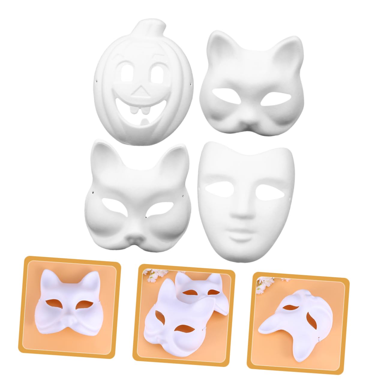 FOMIYES 8pcs Paper Mask Unpainted Masquerade Masks Blank Mask for Women's Cosplay Party