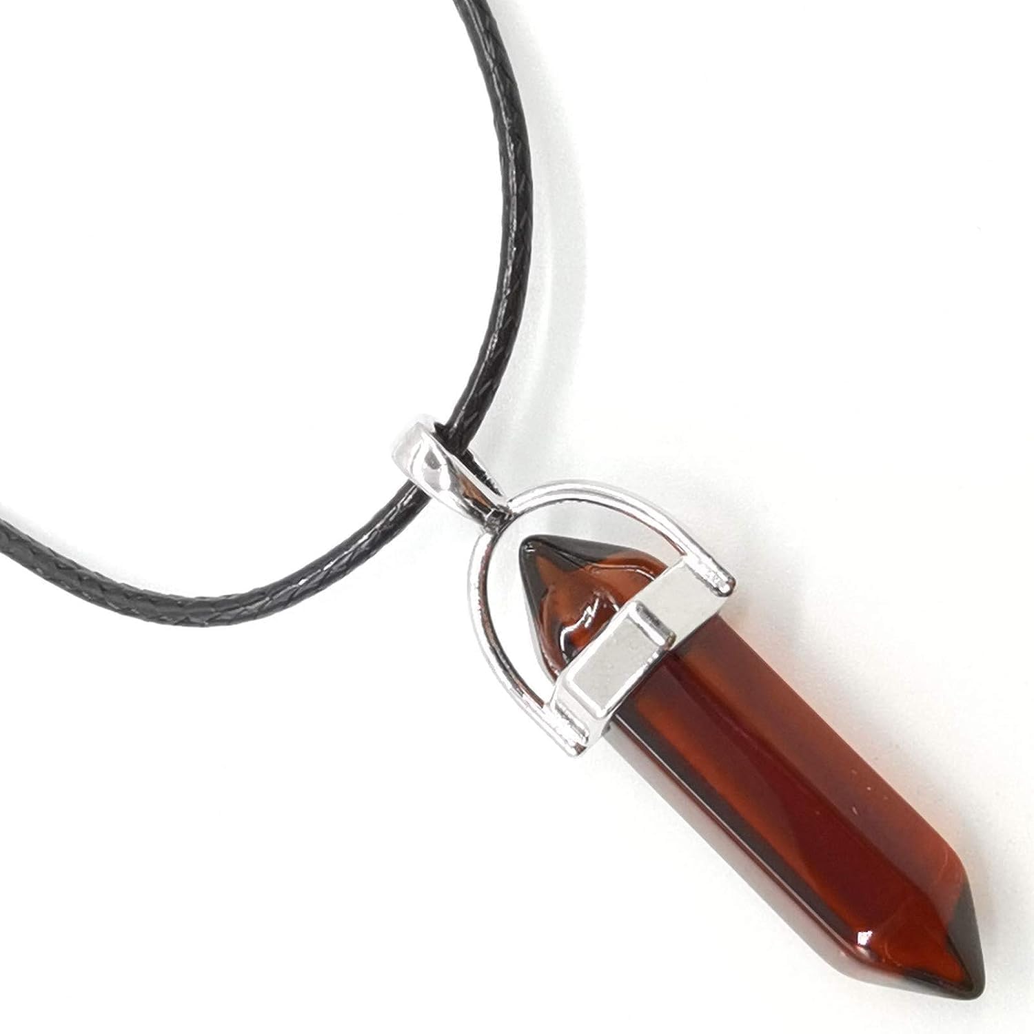 30PCS/Set DIY Bullet Shape Healing Pointed Chakra Beads Bullet Shape Stone Random Color Beads Pendant for Pendant Necklace Jewelry Making with Black Leather Necklace Chain - Image 3