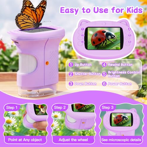 Image of 1000X Handheld Digital Microscope for Kids (Purple)