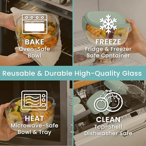Image of Bentgo Glass Salad Container with Airtight Lid & Leak-Proof Sauce Cup