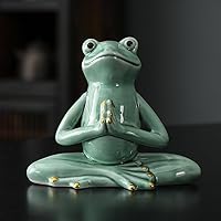 Amazon.co.jp: Auerhceram ホワイトヨガカエルの置物セラミック動物