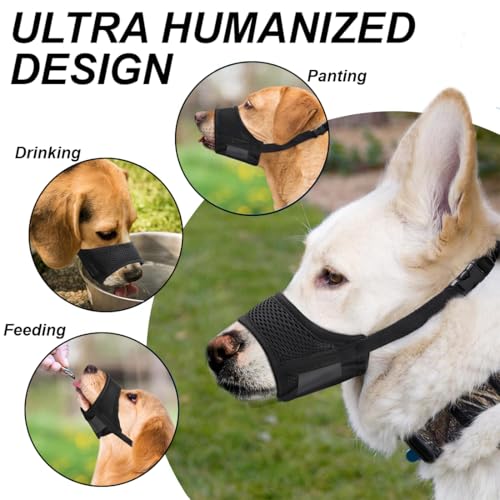 TEOZBLU Maulkorb für Hunde, Verstellbare Schlaufe, Atmungsaktiv, Sicherer, Schneller Sitz Für Kleine,Sicher Atmungsaktives Bellen und Kauen, mit Verstellbarer Schlaufe, Atmungsaktives Mesh-L