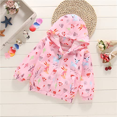 Toddler Girls Printed Jacket Hooded Windproof Zipper Loose Outerwear Casual 𝗪aterproof Raincoat with Pocket2