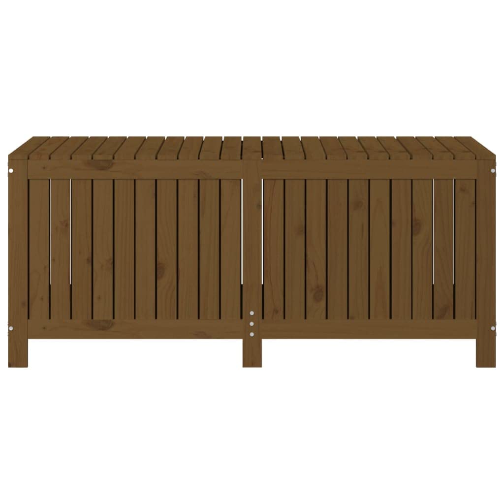 Baule da giardino marrone miele in legno di pino massiccio, 147 x 68 x 64 cm, con molla a gas, grande spazio per giardino, terrazza, balcone e esterni, per riporre e sedere