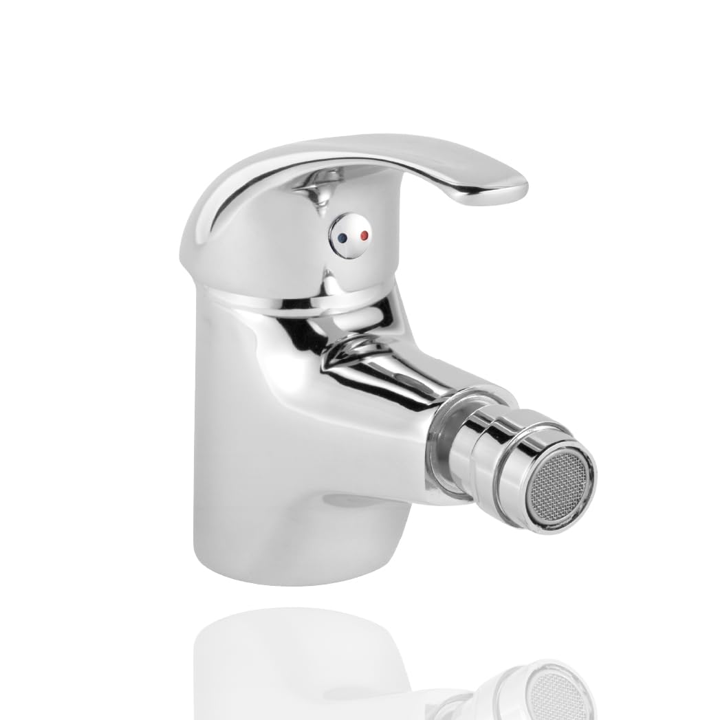 Monomando de Bidé 2 Aguas, Mezclador para Lavabo y Bidé, Diseño Cromado, Agua Caliente y Fría, Acabado Cromado