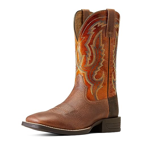 ARIAT Men's Steadfast Western Boot - Western Brown/Fall Orange, 12 Medium