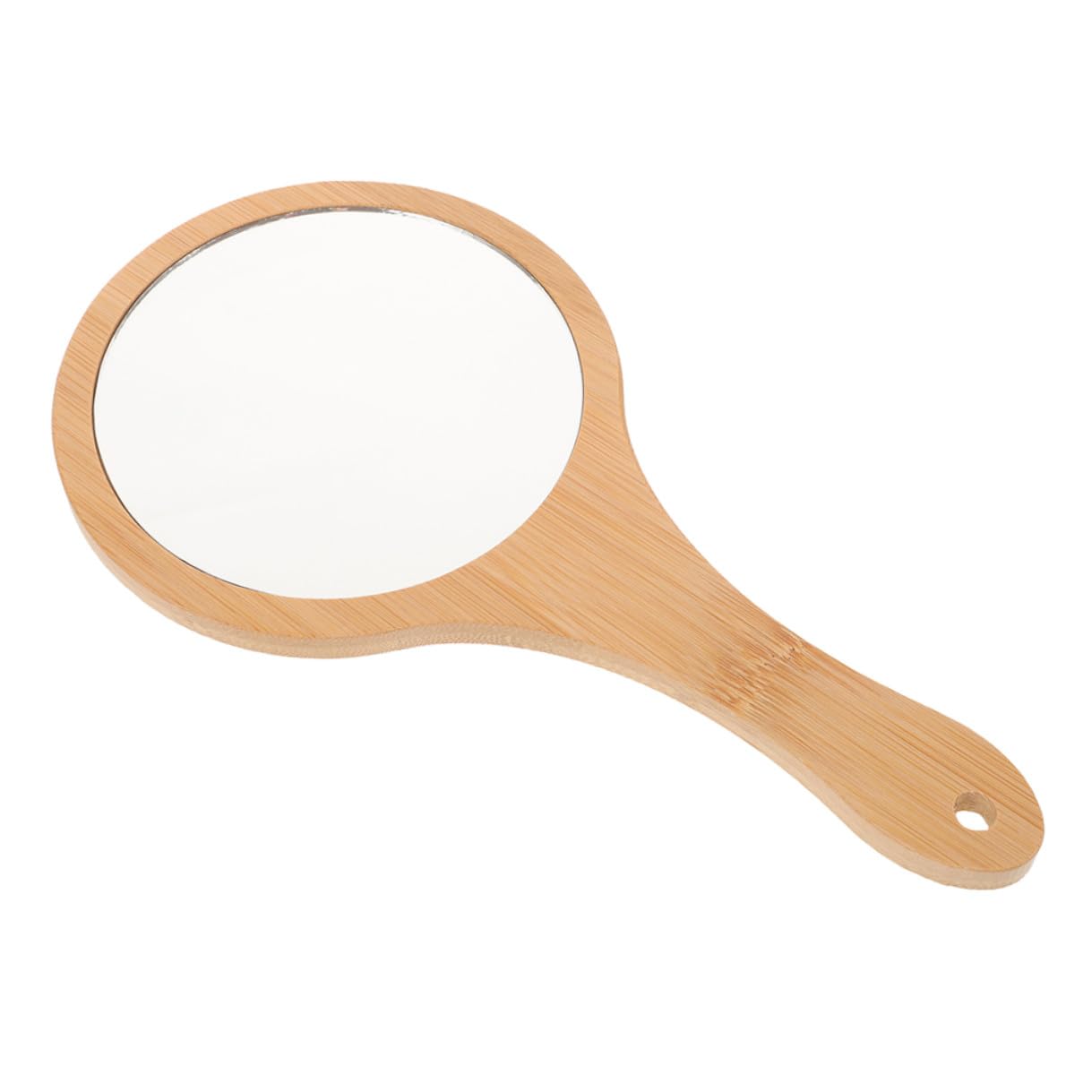 HAMPPLIES Handheld Vanity Mirror with Natural Bamboo Handle Compact Portable Makeup Mirror for Precise Grooming for Travel and Daily Beauty Routine
