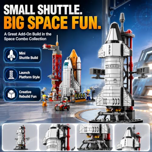 Image of SKY LINE OCEAN 8861 Space Ship Rocket & Launcher + Shuttle 107 PCS Combo, Space Command Center Play Kit, STEAM Toy, 5-Year Structural Warranty
