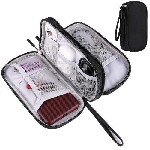 Universal Cable Organizer – Electronics Accessories Bag for Charger, Phone, Memory Card – Travel Gadget Bag – Black