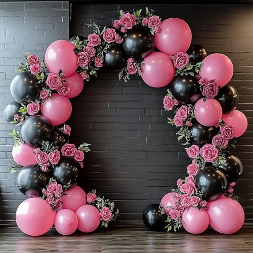 Image of 108Pcs Double Stuffed Black Balloon Garland Arch Kit