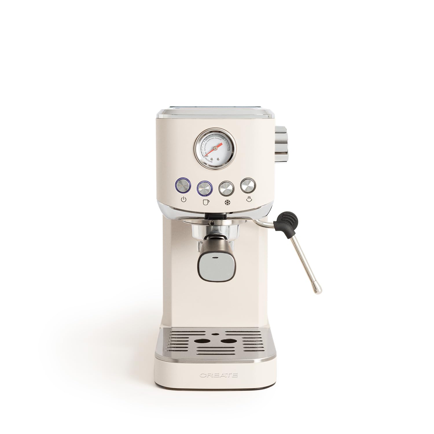 CREATE / THERA CLASSIC COMPACT/Cafetera express blanco roto / 20 bares, semiatuomática, función café frío, brazo doble salida, depósito 1,2L, café molido y monodosis ESE 55mm, con vaporizador, 1350W