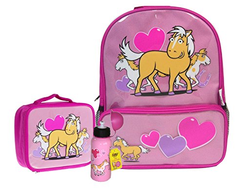 Bugzz Mochila Bolso de almuerzo y Botella Estilo (Poni)