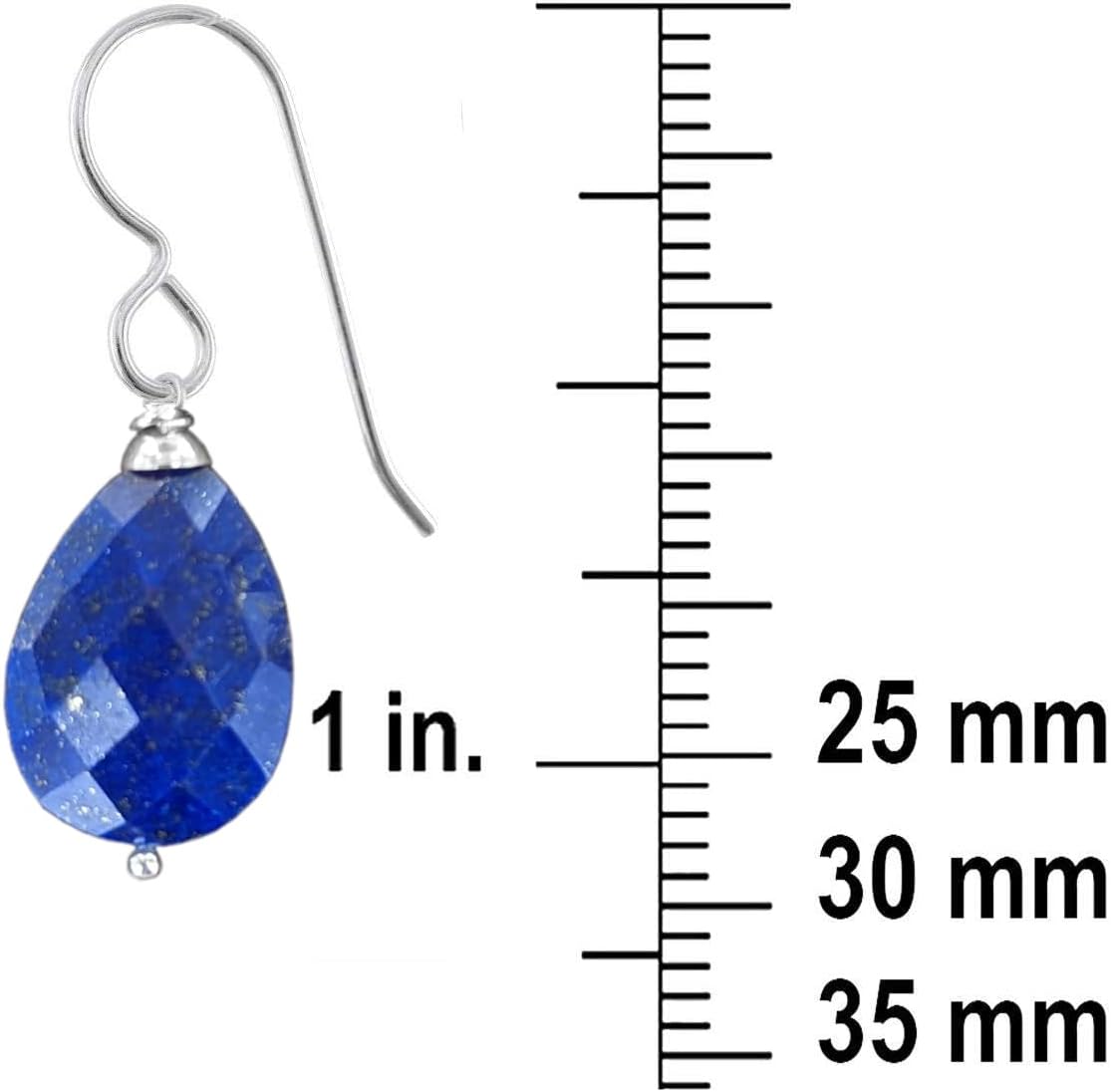 Lapis Lazuli Silver Pear Shape Dangle Navy Blue Earrings, Gifts for Anniversay, Birthday and Mother's Day