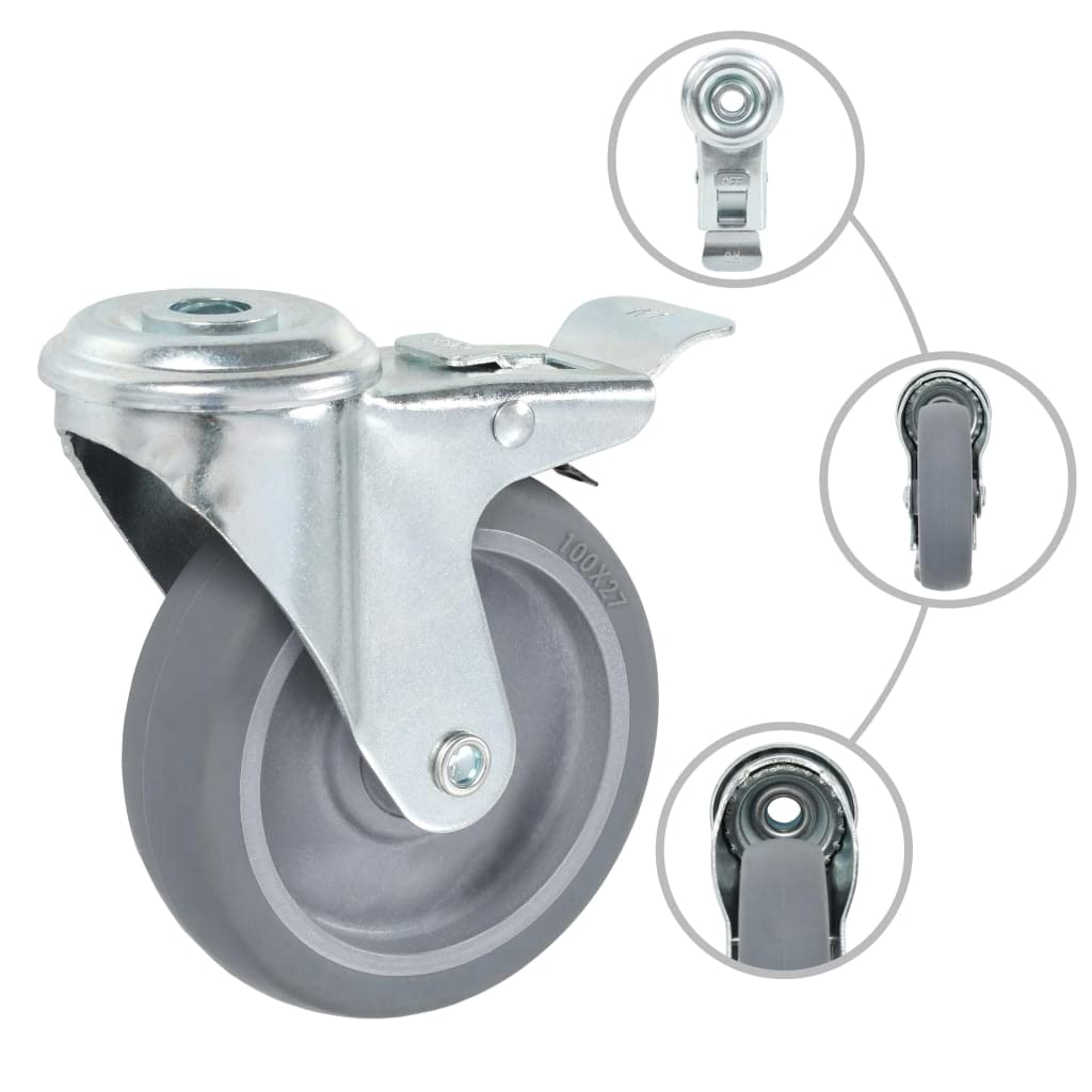 vidaXL 32 pcs Roulettes pivotantes à trou de boulon 100 mm