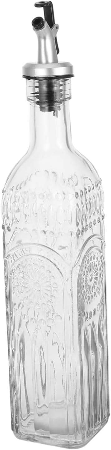 Non-stick Oil Dispenser Bottle Creative Glass Carving Sleek Spout Kitchen Use Oil Bottle Dispenser