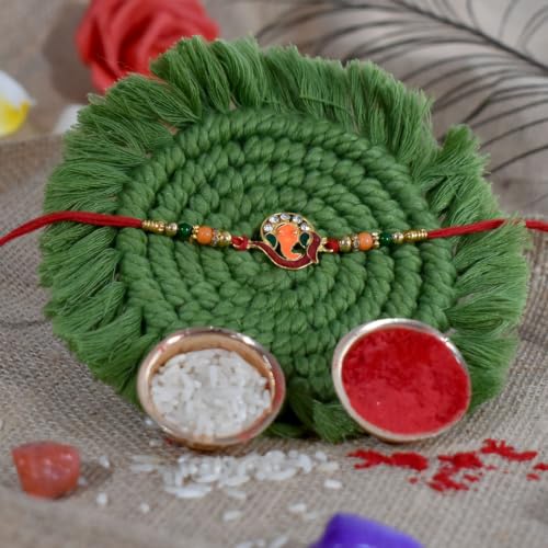 Image of Periapt Ganesha Rakhi & Choco Magic (Pouch), Rakhi & Chocolate for brother, Rakhi with chocolate, rakhi with gift, Rakhi Combo, Set of 1 Rakhi, Effete Chocolate (K1 251 SM)