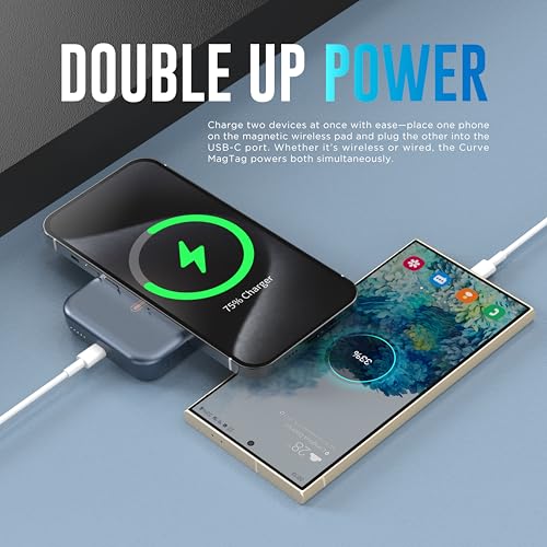 Image of URBN Curve 3 in 1 Wireless Power Bank for iPhone, 10000mAh MagSafe Fast Charging for Apple AirPods, iWatch, iPhone 12 & Above, Android & Other Qi Enabled Devices (Blue)