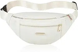 Pochete para mulheres, bolsa de cintura moderna com alça ajustável para viagens, esportes, corrida, ciclismo., Bege