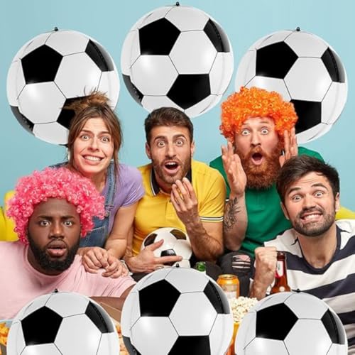 Image of Wanna Party Soccer Orbz Balloons I Soccer Foil Balloons | 4D Soccer Balloon for Soccer Party Decorations | Soccer Foil Balloons, Soccer Birthday Decorations | Soccer Party Favors