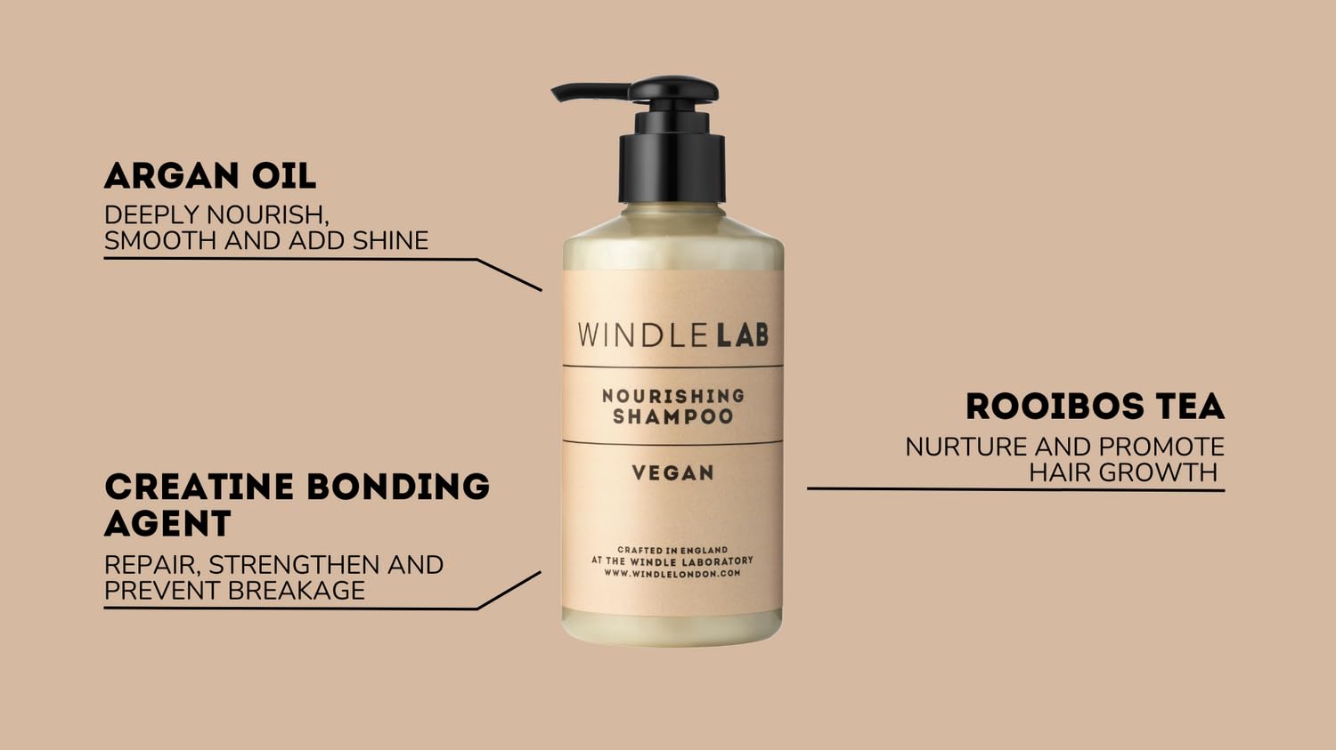 Nourishing Shampoo by Windle LAB, With Rooibos Tea and Moroccan Argan Oil - Image 2