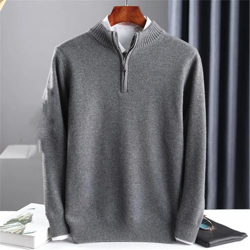 Men's Large Size Lapel Neck Knitted Pullover Sweater Half High Neck Thick Pullover Winter Youth Warm Jumper4