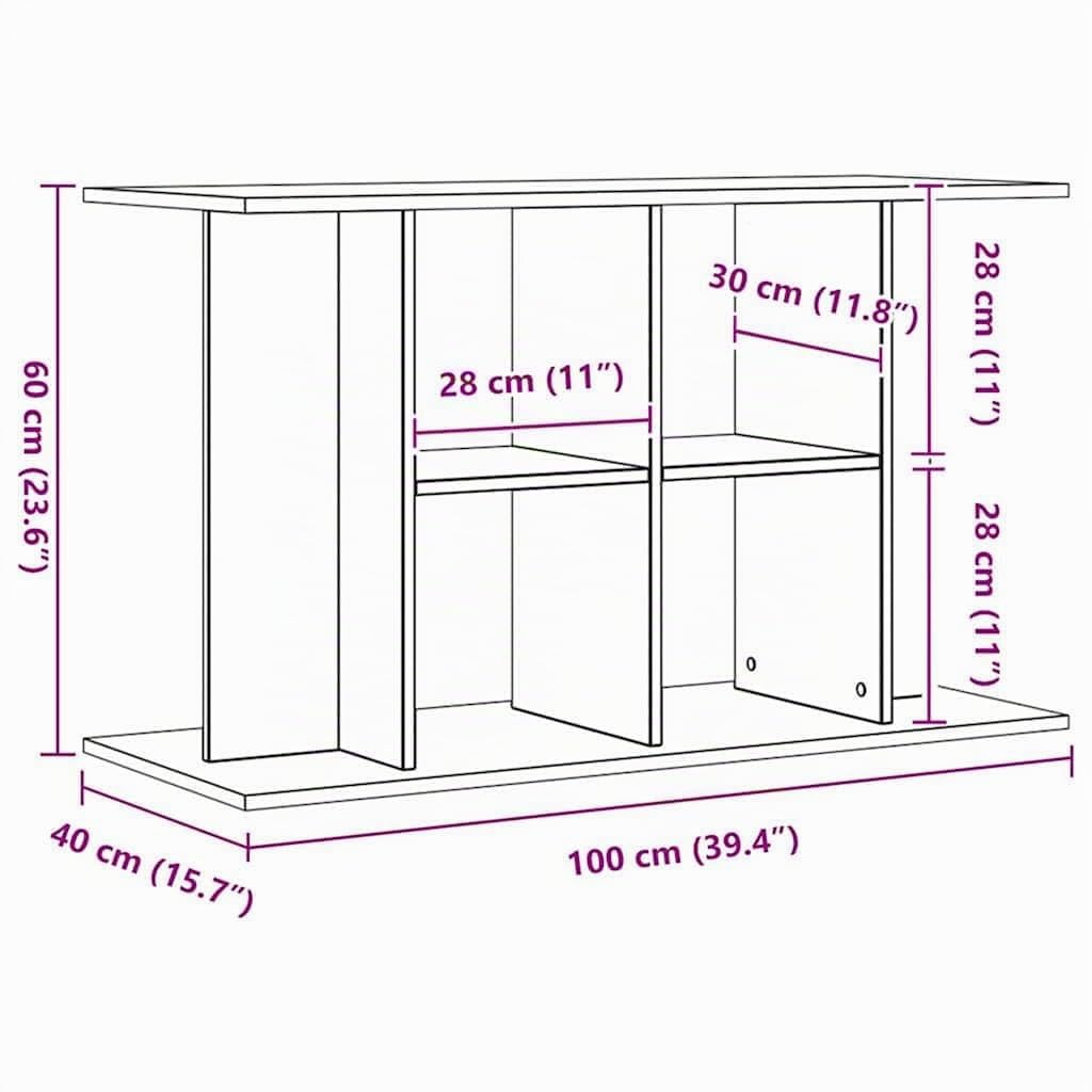 vidaXL Soporte para acuario de roble artesanal, 100 x 40 x 60 cm, madera de ingeniería