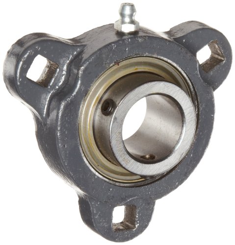 Browning VF3S-116M Intermediate-Duty Flange Unit, 3 Bolt, Setscrew Lock, Regreasable, Contact and Flinger Seal, Ductile Iron, Inch, 1