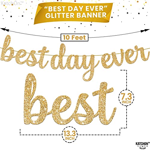 Image of Katchon, Gold Glitter Best Day Ever Banner - 10 Feet, No DIY | Best Day Ever Sign Grad Banner, Graduation Decorations 2026 | Congratulations Banners, Graduation Party Decorations Grad Banner