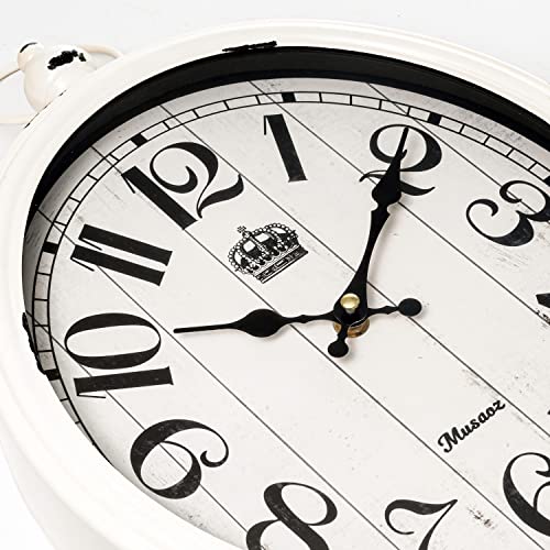 Musaoz Oval Large Wall Clock Silent Non-Ticking Metal Battery Operated Retro Wall Clock Antique Design Rustic Vintage Style Decor Wall Clock For Living Room Kitchen Farmhouse 16 Inch thumb #2