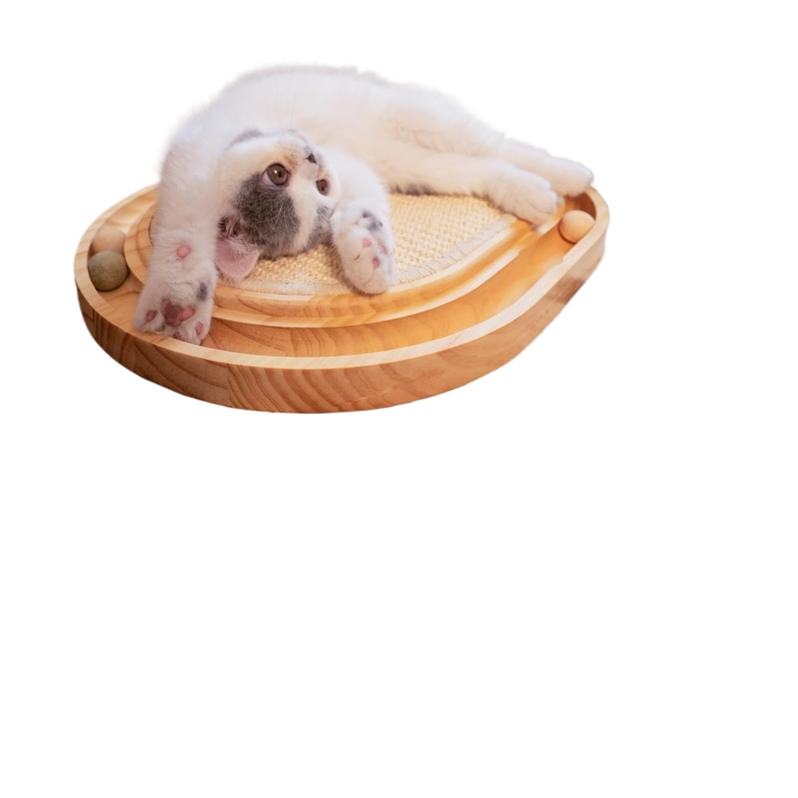 Cat Scratcher, Griffoir interactif en Bois avec Circuit à balles for Chats d'intérieur, idéal for l'exercice Physique.