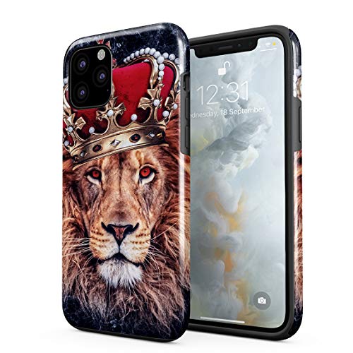 Cover Universe Coque House Étui pour iPhone 11 Pro Max Jungle King Queen Lion Trill Gold Tumblr Dark Blue Marble Case enveloppe de Protection Hybride Double-Couche PC Dur résistante aux Chocs + TPU
