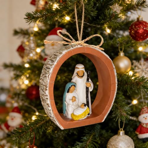 Birch Bark Ring Holy Family Nativity Hanging Décor