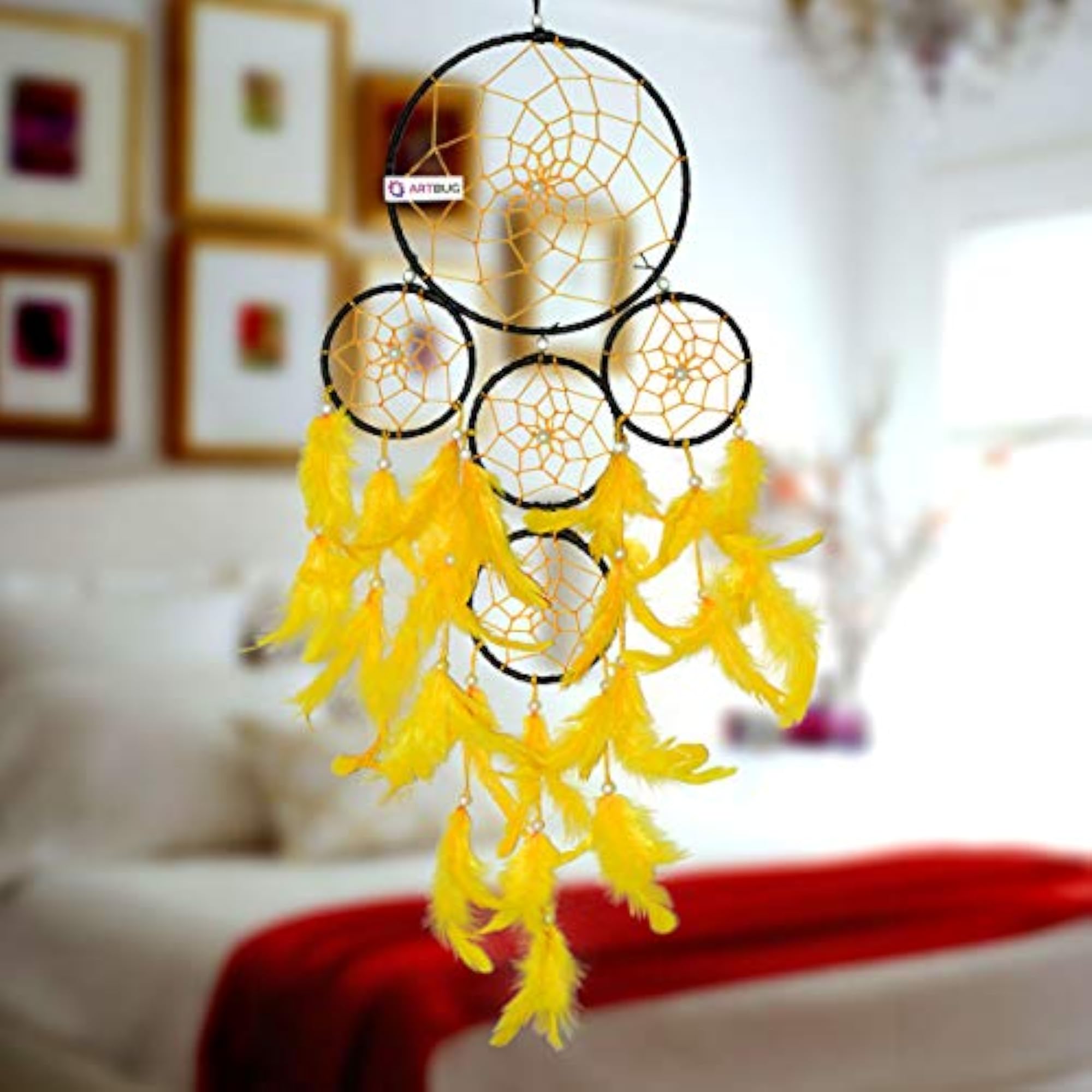 ART BUG Wall Hanging with LED Lights - Black and Yellow Combination