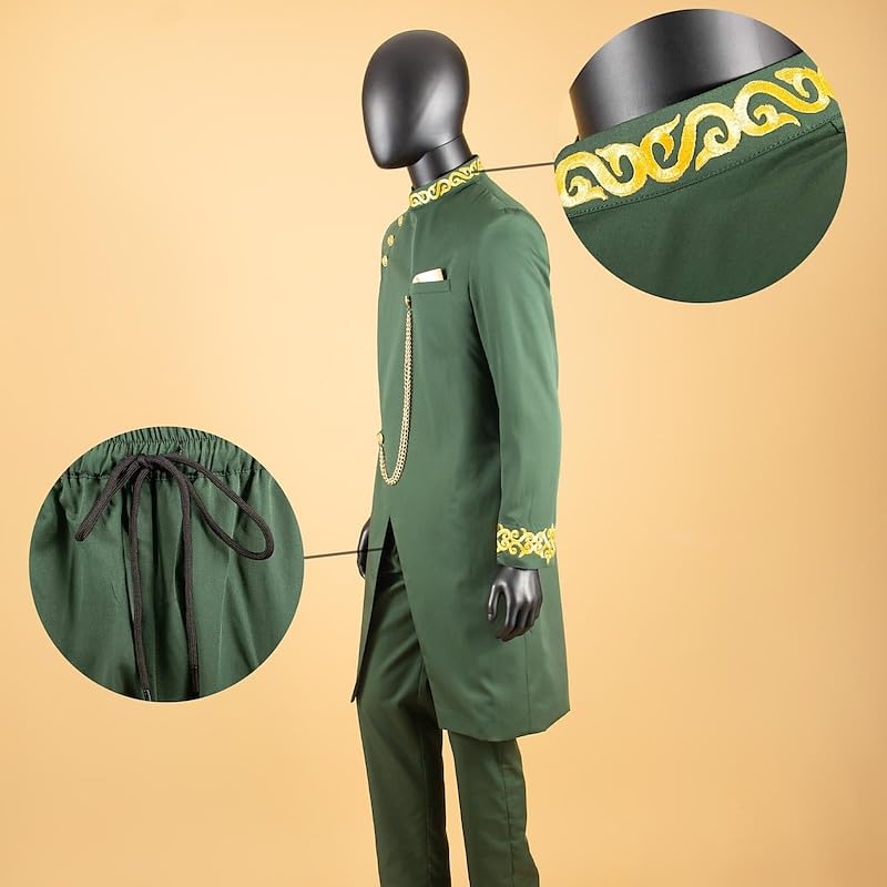 African Suits for Men Slim Fit Single Breasted Embroidery 2 Pieces Party Suit Slim Fit Groomsman Suit3