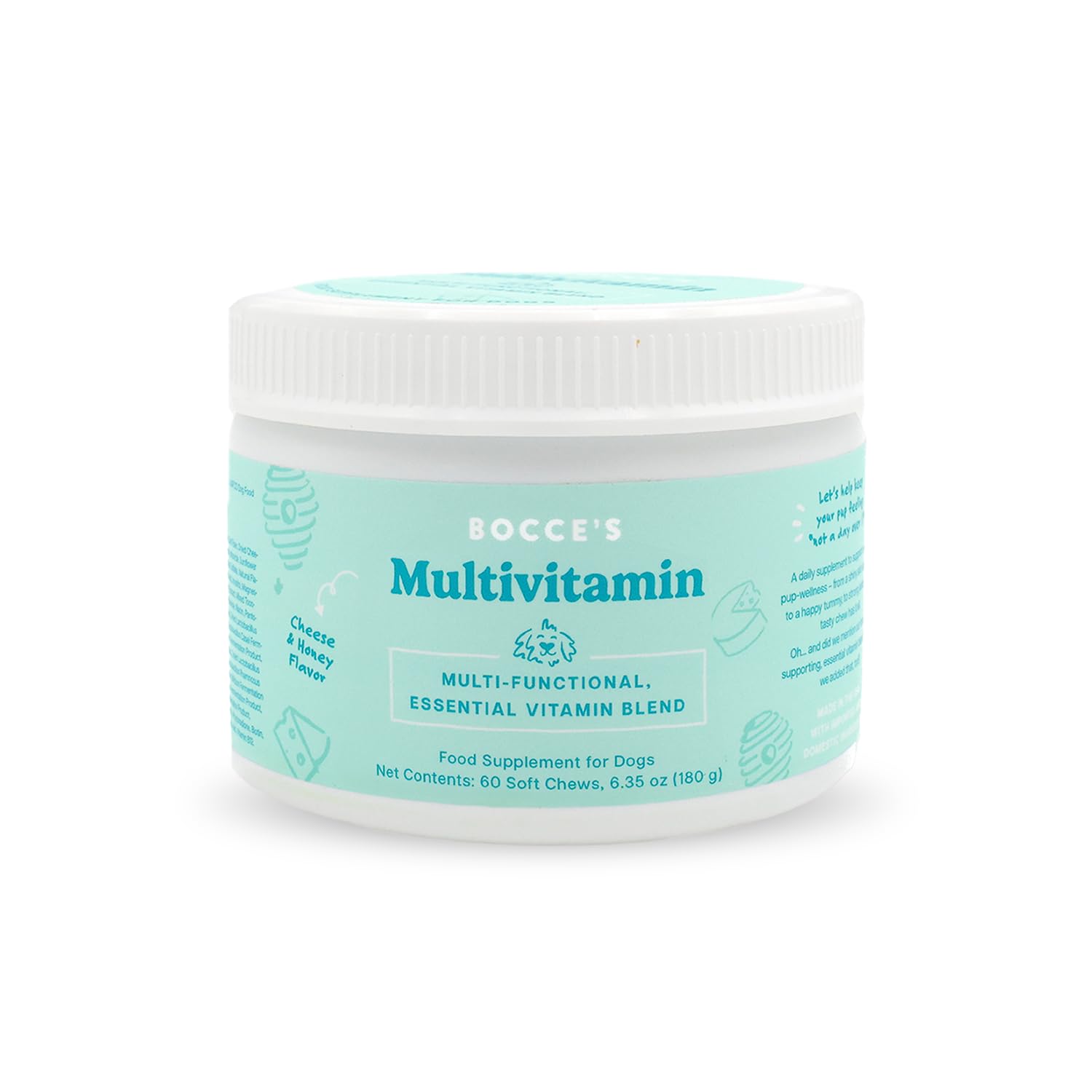 Bocce's Bakery Multivitamin Supplement for Dogs, Multi-Functional Daily Chews Made in The USA with an Essential Vitamin Blend, Digestion Joint Support