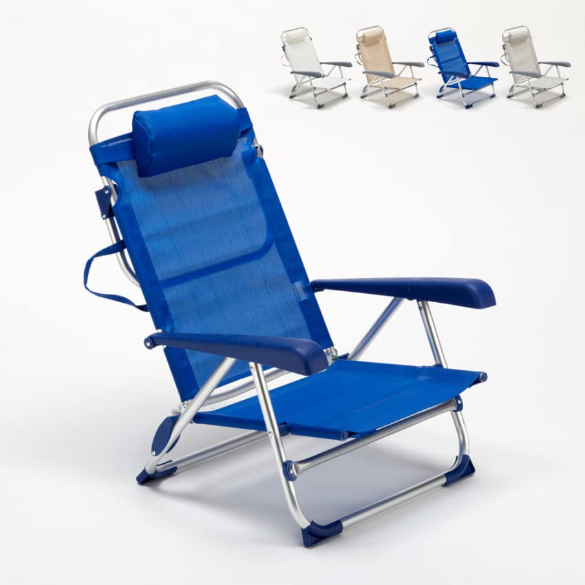 Produce Shop Sedia Sdraio spiaggina con braccioli Pieghevole Gargano - Blu