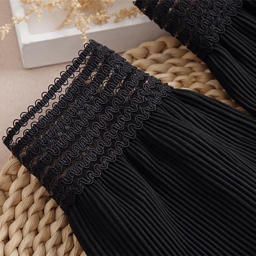 Image of Chiffon Wrist Cuffs for Women, Ruffled Pleated Fake Sleeves Elastic Detachable Hand Cuffs for Sweater Blouse Coat