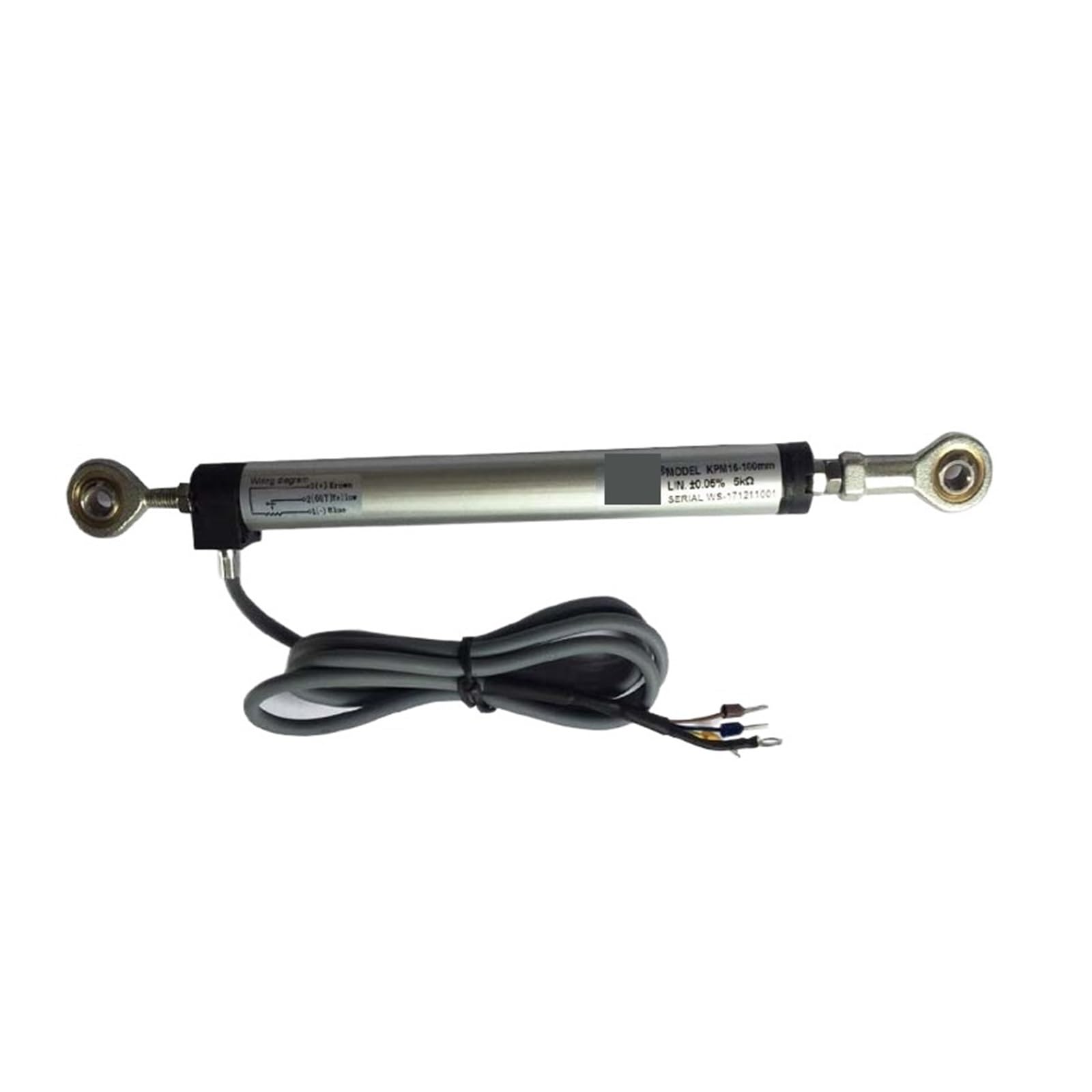Capteur de Position linéaire Capteur de déplacement transducteur linéaire KPM16J sortie analogique 4-20mA avec rotule potentiomètre de 16mm de diamètre échelle linéaire(100mm 4-20mA 2-wires)