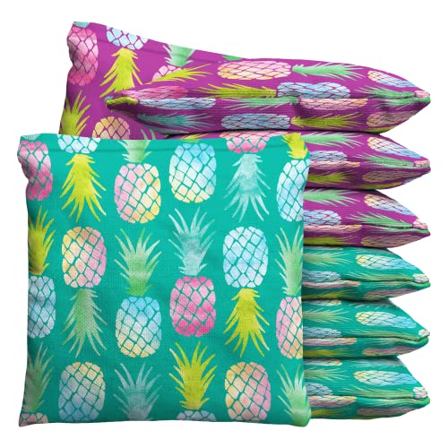 Baggo Pineapple Tropical Pattern Cornhole 1 LB Bean Bag Toss Bags (Set of 8)
