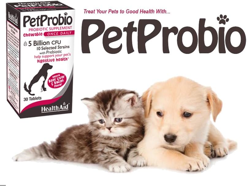 Miniatura 4 de HealthAid PetProbio, 5 mil millones con probióticos, 10 cepas, 30 unidades, una vez al día para gatos y perros, ayuda con la salud digestiva de las